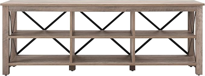 Henn&Hart Rectangular TV Stand for TV's up to 80" in Gray Oak, Electric Fireplace TV Stands for the Living Room - LeafyLoom