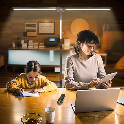 Desk Lamps for Home Office,3 Light Bars LED 4 Color Modes & 5 Brightness Table Lamp,24W Auto Off Timer Memory Function Drafting Desk Light with Clamp,Eye-Friendly Workbench Architect - LeafyLoom