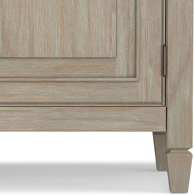 SIMPLIHOME Connaught SOLID WOOD 40 Inch Wide Traditional Entryway Storage Cabinet in Distressed Grey, For the Living Room, Entryway and Family Room - LeafyLoom