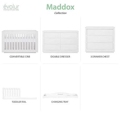 Dream On Me Evolur Maddox Modern Crib, Weathered White - LeafyLoom