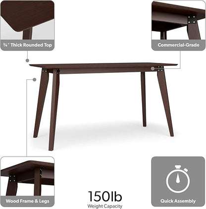 HON Basyx BSX55WPLMWMW Modern Home Office Wood Computer Desk, 55", Walnut - LeafyLoom