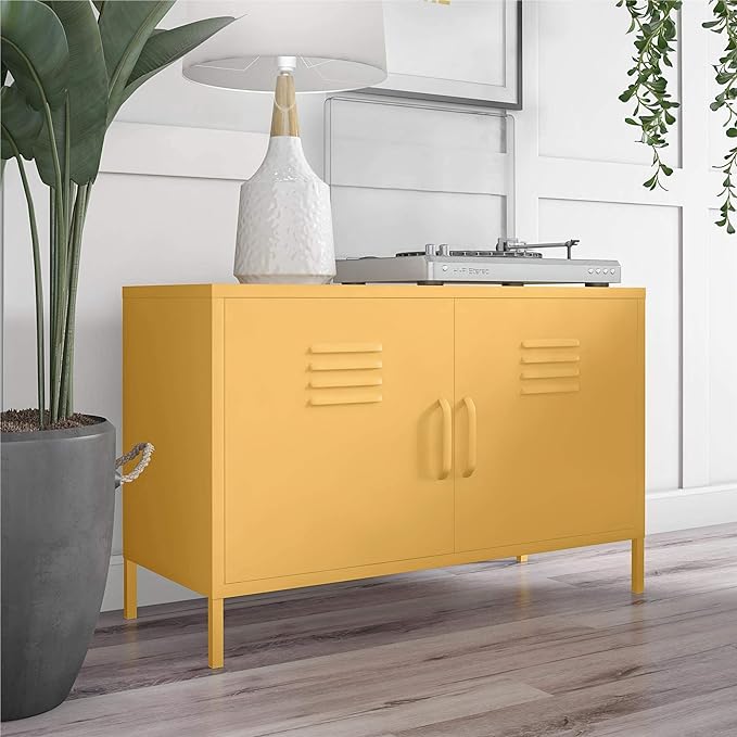 Novogratz Cache 2 Door Metal Locker Accent, Yellow Cabinet - LeafyLoom