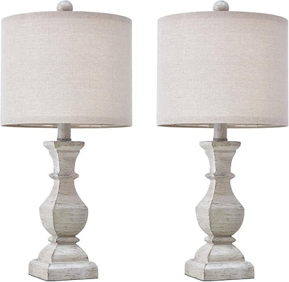 PoKat 20.5'' Table Lamps Set of 2, Vintage Bedside Lamps for Bedroom, Farmhouse Lamp for Living Room, Small Lamp for Nightstand, Retro Side Table Lamp, Beige - LeafyLoom