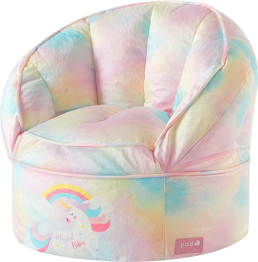 Idea Nuova Unicorn Round Bean Bag Chair for Kids, Ages 3+, Large - LeafyLoom