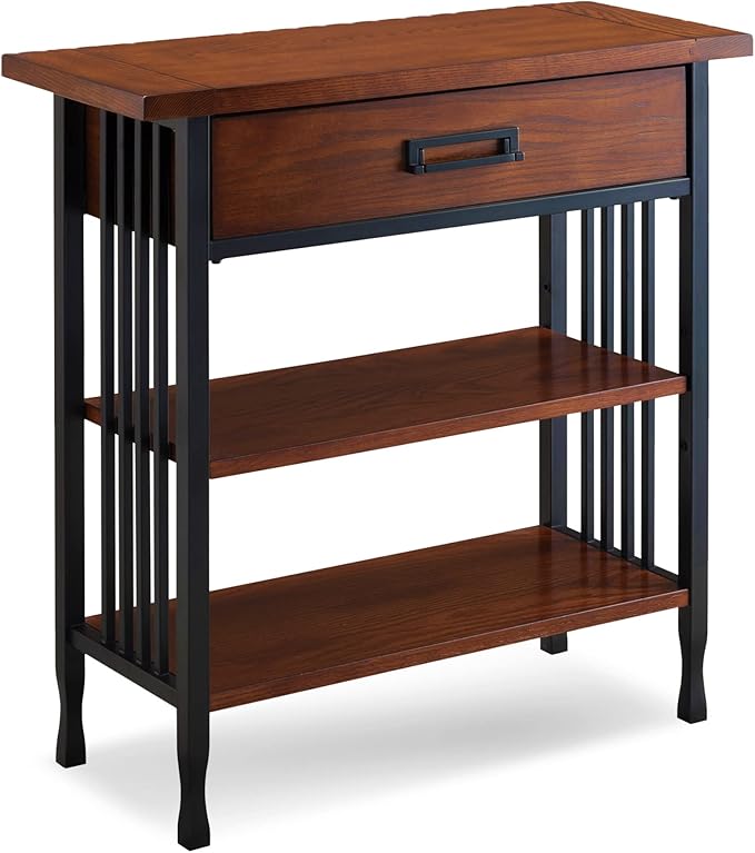 Leick Home SINCE 1912 Ironcraft Foyer Bookcase with Drawer Storage - LeafyLoom