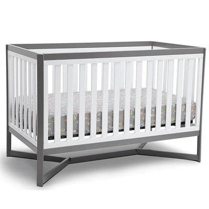 Delta Children Tribeca 4-in-1 Convertible Crib, White/Grey - LeafyLoom