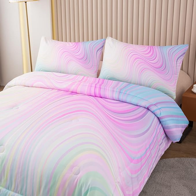 Bodhi Girls Queen Comforter Set,Kids bedding Queen,Pink Girls Bedding Set,Colorful Tie Dye Comforter,Teen Girls Comforter Set queen with matching pillowcases - LeafyLoom