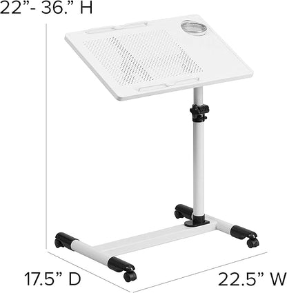 Flash Furniture Macon White Adjustable Height Steel Mobile Computer Desk - LeafyLoom