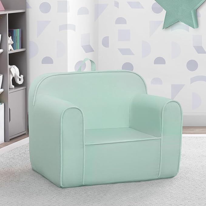 Delta Children Cozee Chair -Foam Kids Chair for Ages 18 Months and Up, Sage - LeafyLoom