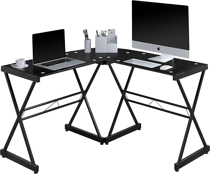 NicBex Laik-DW-00047-DX Desks, 51" W x 51" D x 29" H, Black - LeafyLoom