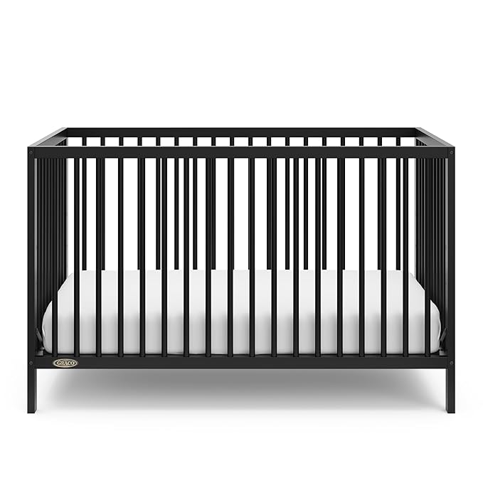 Graco Teddi 5-in-1 Convertible Crib (Black) – GREENGUARD Gold Certified, Converts to Daybed, Toddler & Twin Bed with Headboard and Footboard, Adjustable Mattress Height - LeafyLoom