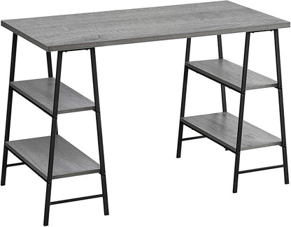 Monarch Specialties 7524 Computer Desk, Home Office, Laptop, Storage Shelves, 48" L, Work, Metal, Laminate, Grey, Black, Contemporary, Modern Desk-48, 47.25" L x 23.75" W x 30" H - LeafyLoom