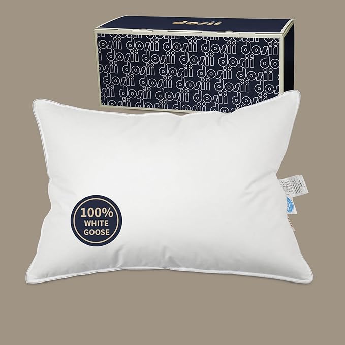 Luxury Goose Down Pillow, Hotel Bed Pillows for Sleeping Soft and Support for Side & Back Sleepers (Queen of 1) - LeafyLoom