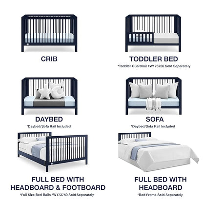 Delta Children babyGap Charlie 6-in-1 Convertible Crib + Brannan Bear Bookcase with Bins + Brannan Bear Wall Shelf with 4 Hooks, Navy (Bundle) - LeafyLoom