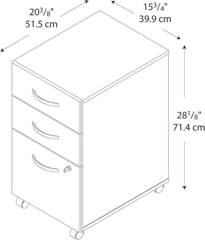 Bush Business Furniture Series C Mobile Under Desk Arrives Fully Assembled | Stylish 3 Drawer File Cabinet for Professional or Home Office, Mahogany - LeafyLoom