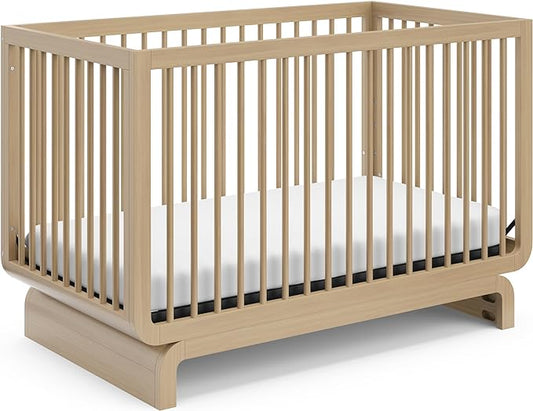 Storkcraft Santorini Deluxe 5-in-1 Convertible Crib with Bonus Toddler Guardrail (Driftwood) – GREENGUARD Gold Certified, Toddler Guardrail Included in Box, Fits Standard Crib Mattress - LeafyLoom