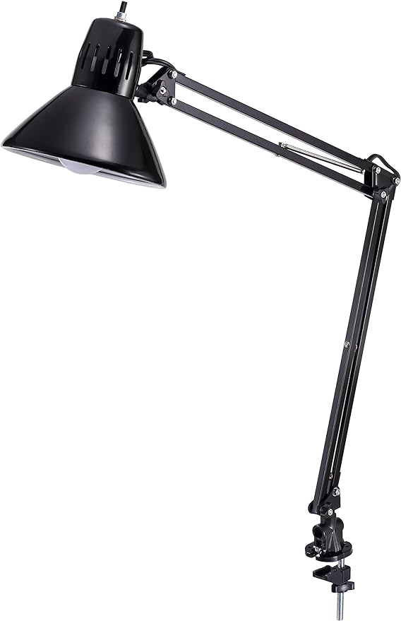 Bostitch Office VLF100 LED Swing Arm Desk Lamp with Clamp Mount, 36" Reach, includes LED Bulb,Black - LeafyLoom