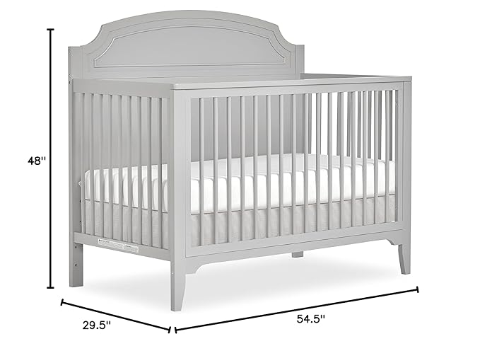 JPMA & Greenguard Gold Certified Milton 5-in-1 Convertible Crib Made with Sustainable New Zealand Pinewood in Pebble Grey, Non-Toxic Finish - LeafyLoom