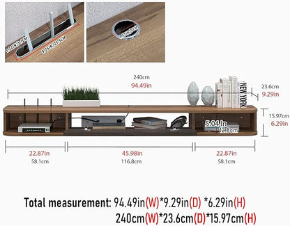 Pmnianhua Floating TV Shelf, 94'' Wall Mounted TV Stand Floating TV Console Media Entertainment Under TV Shelf for Bedroom Living Room (Walnut) - LeafyLoom