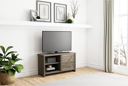 Hillsdale Columbus, 6529-880, 47 Inch Wood Entertainment Console with Sliding Door and 2 Shelves, Dark Oak - LeafyLoom