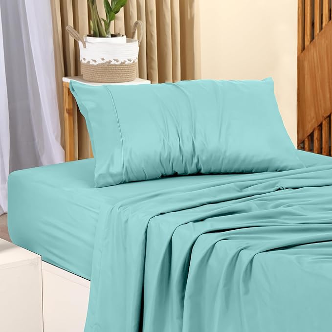 Utopia Bedding Twin XL Sheets - 3 Piece Bedding - Brushed Microfiber - Shrinkage and Fade Resistant - Easy Care (Twin XL Twin Extra Long Spa Blue) - LeafyLoom