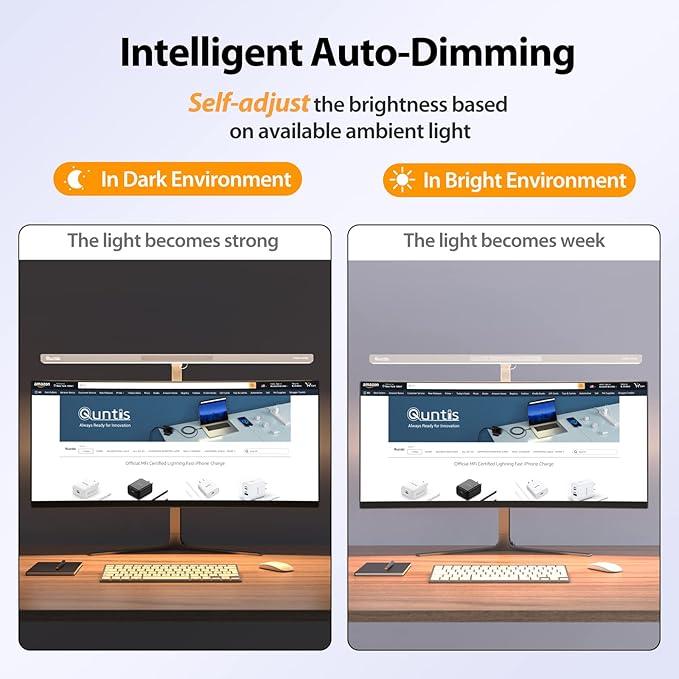 Quntis LED Desk Light, 31.5'' Super Bright Wide Desk Lamps for Home Office, 20W Dimmable 5 Brightness & 4 Color Architect Clamp Task Lamp, Flexible Gooseneck Office Light for Monitor Workbench Studio - LeafyLoom