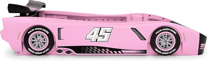 Delta Children Sport Race Car Twin Bed, Pink - LeafyLoom