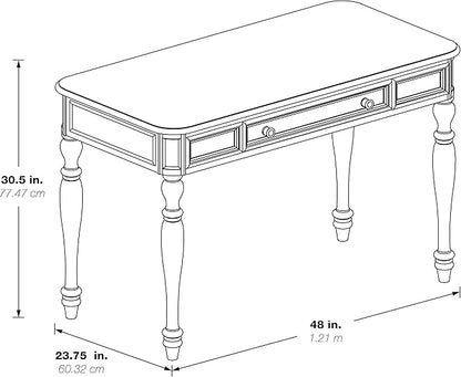 OSP Home Furnishings Country Meadows 48 Inch Writing Desk with Drawer, Plantation Grey - LeafyLoom