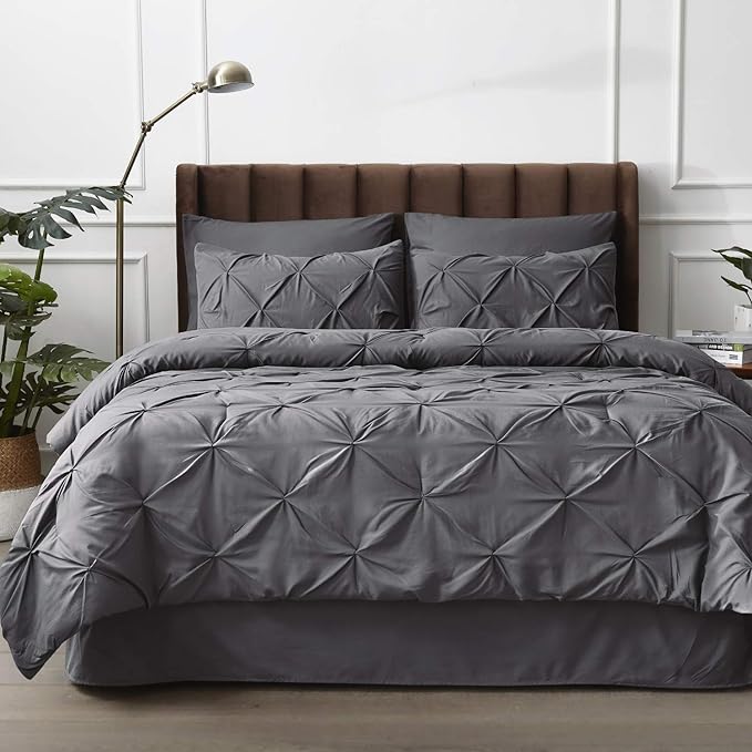 Bedsure Full Size Comforter Sets - Bedding Sets Full 7 Pieces, Bed in a Bag Dark Grey Bed Sets with Comforter, Sheets, Pillowcases & Shams, Adult & Kids Bedding - LeafyLoom