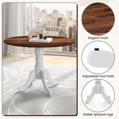 Round Dining Table, Walnut - LeafyLoom