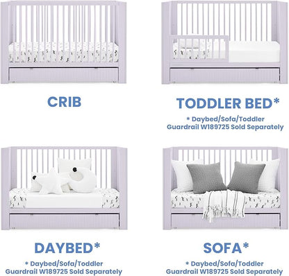 Delta Children Cassie 4-in-1 Convertible Crib with Underdrawer - Greenguard Gold Certified, Lilac - LeafyLoom