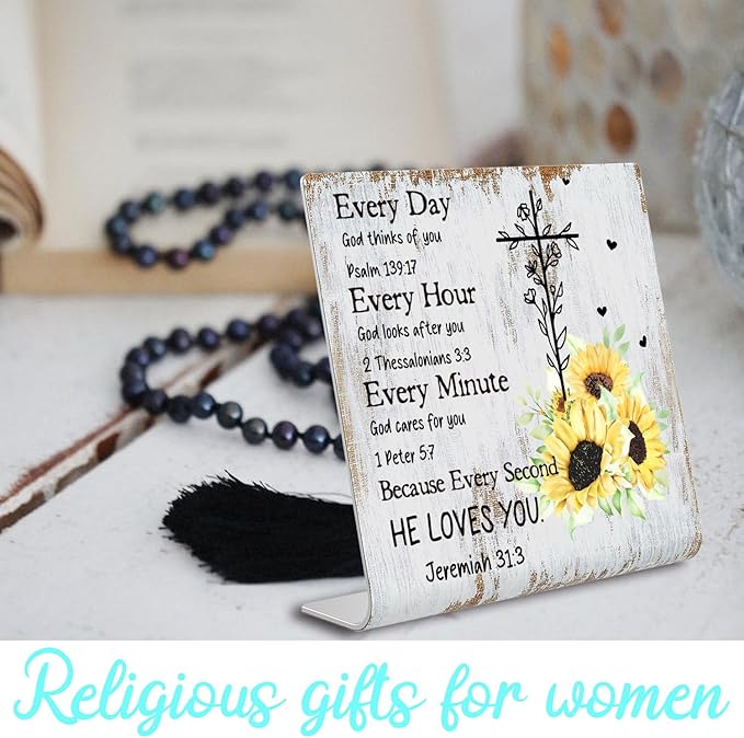 Christian Office Decor for Women Desk Inspirational Gifts with Prayers Religious Scripture Birthday Gifts for Her, Mom, Sister, Coworker Men, Friends Valentines Motivational Catholic Gifts XUV04 - LeafyLoom