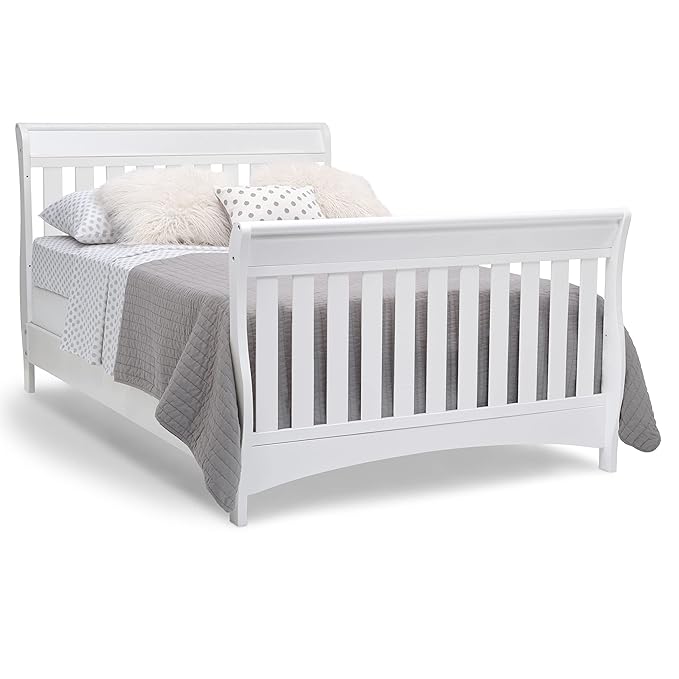 Delta Children Bentley S Series 4-in-1 Convertible Baby Crib, White - LeafyLoom