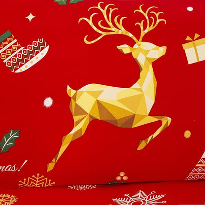 Mybedsoul Christmas Printed Red Sofa Cover Reindeer Printed Elastic Couch Cover Machine Washable Christmas Theme Red Sofa Slipcover for Living Room(3 Seater/Loveseat) Mybedsoul