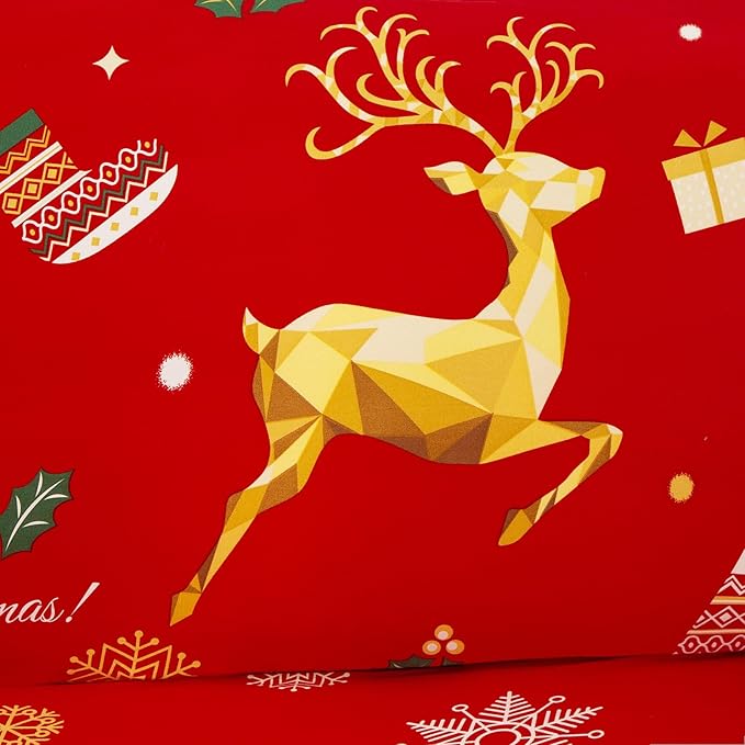 Mybedsoul Christmas Printed Red Sofa Cover Reindeer Printed Elastic Couch Cover Machine Washable Christmas Theme Red Sofa Slipcover for Living Room(2 Seater/Loveseat) Mybedsoul