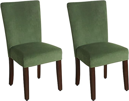 HomePop Parsons Classic Upholstered Accent Dining Chair, Set of 2, Dark Green Velvet - LeafyLoom