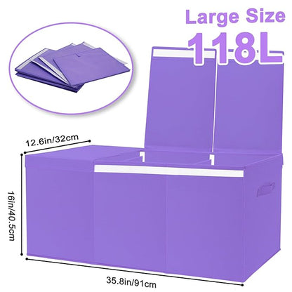 Extra Large Toy Box for Girls Boys - Collapsible Toy Chest Boxes Organizers and Storage for Nursery,Playroom,Office (Violet) 35.8"x12.6"x16" - LeafyLoom