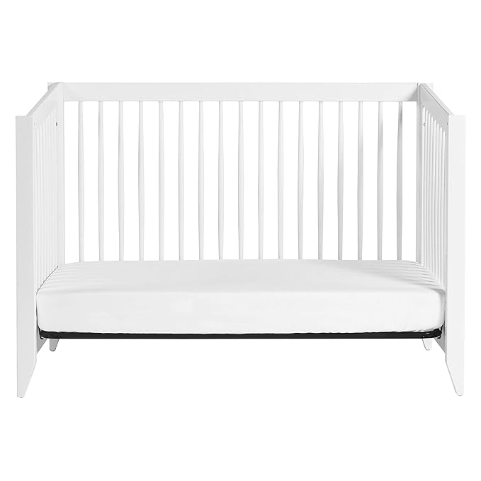 Babyletto Sprout 4-in-1 Convertible Crib with Toddler Bed Conversion Kit in White, Greenguard Gold Certified - LeafyLoom