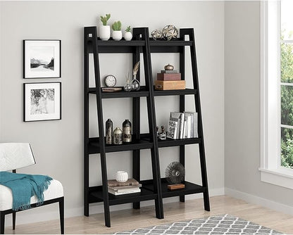 Ameriwood Home Lawrence 4 Shelf Ladder Bookcase Bundle, Black - LeafyLoom