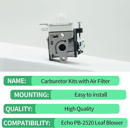 A021004700 A021000722 A021000723 New Carburetor Kits with Air Filter Fits for Echo PB-2520 Leaf Blower Replaces A021004700 A021000722 A021000723 - LeafyLoom