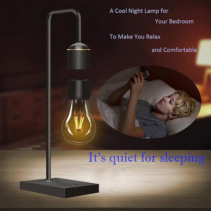 Magnetic Levitating Light Bulb Levitation Plastic Black Table Lamps Zero-Gravity Warm White LED Night Light Floating Lamp for Bedrooms Decoration Office Desk Toys Cool Festival Gifts - LeafyLoom