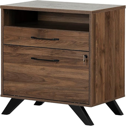 South Shore Helsy 2-Drawer File Cabinet, Lateral, Natural Walnut - LeafyLoom