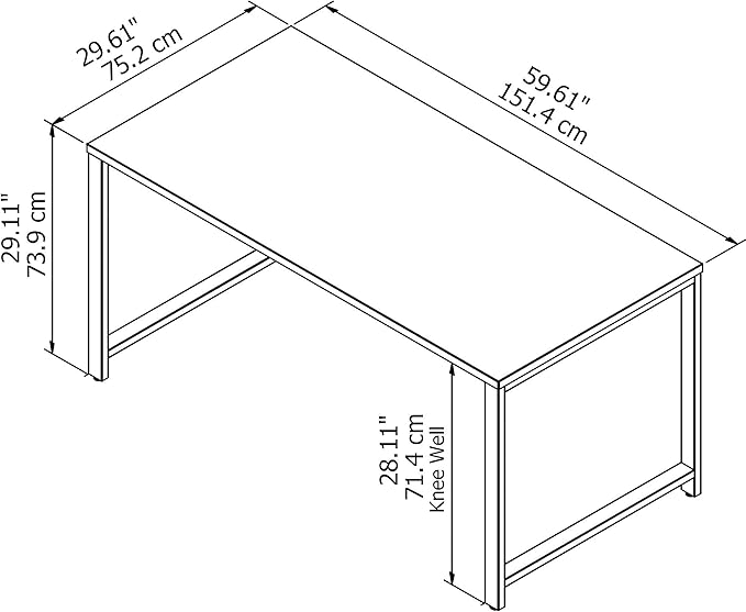 Bush Business Furniture 400 Series Table Desk with Metal Legs, 60W x 30D, White - LeafyLoom