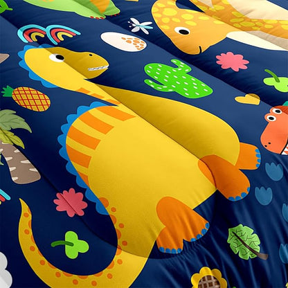 Dinosaur Bedding Full for Boys - Dinosaur Bedding Set for Kids Bedroom Dinosaur Bedding Full Blue Dinosaur Comforter Boys Room Decor Dinosaur Comforter, Full (1 Comforter 2 Pillowcases) - LeafyLoom