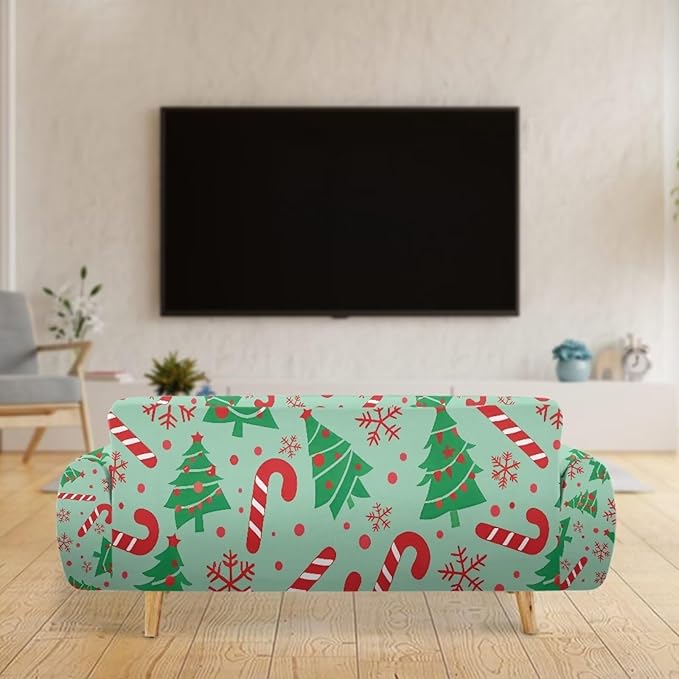 FKELYI Green Christmas Tree Sofa Slipcover Comfortable Sofa Couch Cover with Elastic Bottom Stretch Furniture Protector for Indoor XL FKELYI