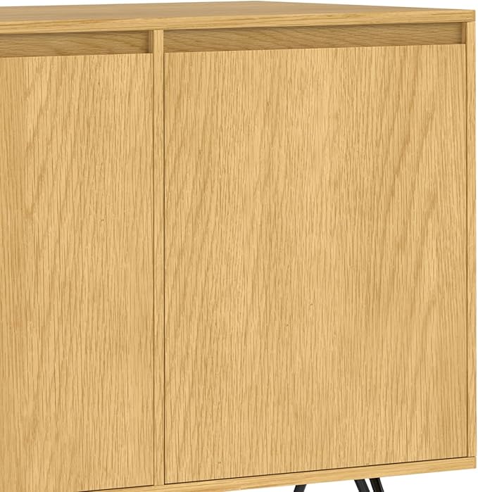 SIMPLIHOME Hunter 60 inch x 18 inch Rectangle Industrial Contemporary Sideboard Buffet in Oak Veneer for The Dining Room and Kitchen - LeafyLoom