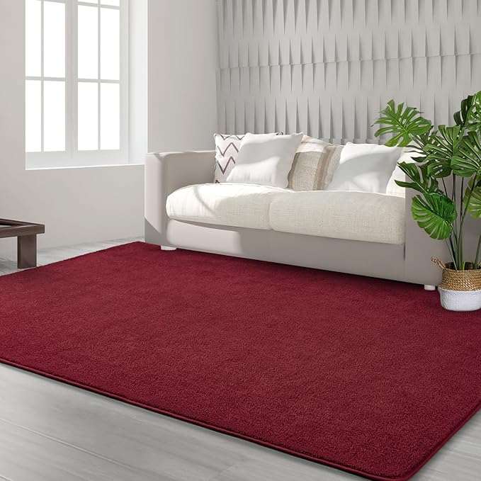 Area Rugs for Bedroom Living Room, 4x6 Rose Red Super Soft Comfy Thickened Memory-Foam Indoor Carpets, Modern Aesthetic Minimalist Carpet for Boys Girls Adults Apartment Nursery Home Décor - LeafyLoom