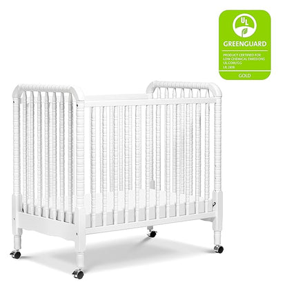 DaVinci Jenny Lind 3-in-1 Convertible Mini Crib in White, Removable Wheels, Greenguard Gold Certified - LeafyLoom