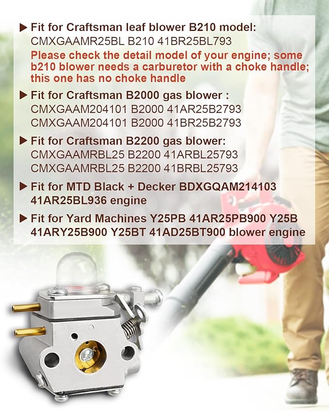 B210 Carburetor Kit for Craftsman B200 B2200 B2000 Leaf Blower, Fit for MTD Black Decker Fit for Yard Machines - LeafyLoom