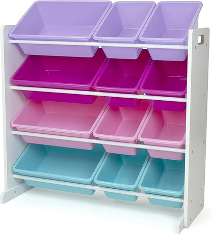 Humble Crew Toy Storage Organizer, White/Pink/Purple/Turquoise 34x11x31 inches,12x9x6 inches,16x12x6 inches - LeafyLoom